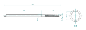 Hanger bolt M10 x 250 mm